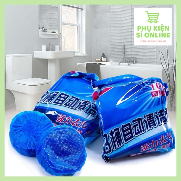 Combo 10 viên thả bồn cầu khử mùi diệt khuẩn tẩy toilet sạch mảng bám, Viên tẩy bồn cầu dạng nén khử mùi, lâu tan, sạch
