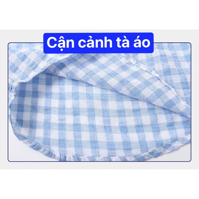 Áo Sơ Mi Caro Cổ Đứng Mỏng Mát Cho Bé 10-26kg