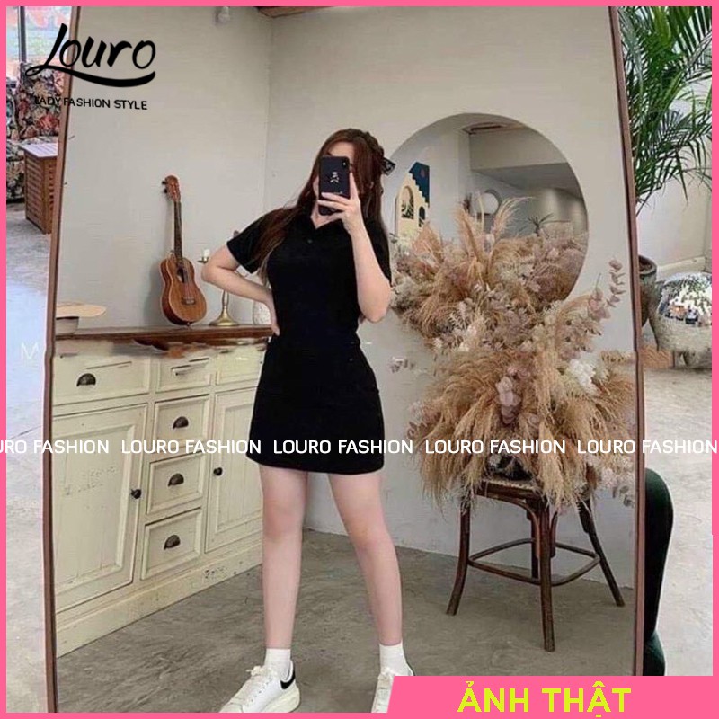 Váy phông body cộc tay nữ, mẫu váy đầm dáng ôm tôn dáng cổ bẻ kiểu dáng đơn giản, năng động trẻ trung - L055 | BigBuy360 - bigbuy360.vn