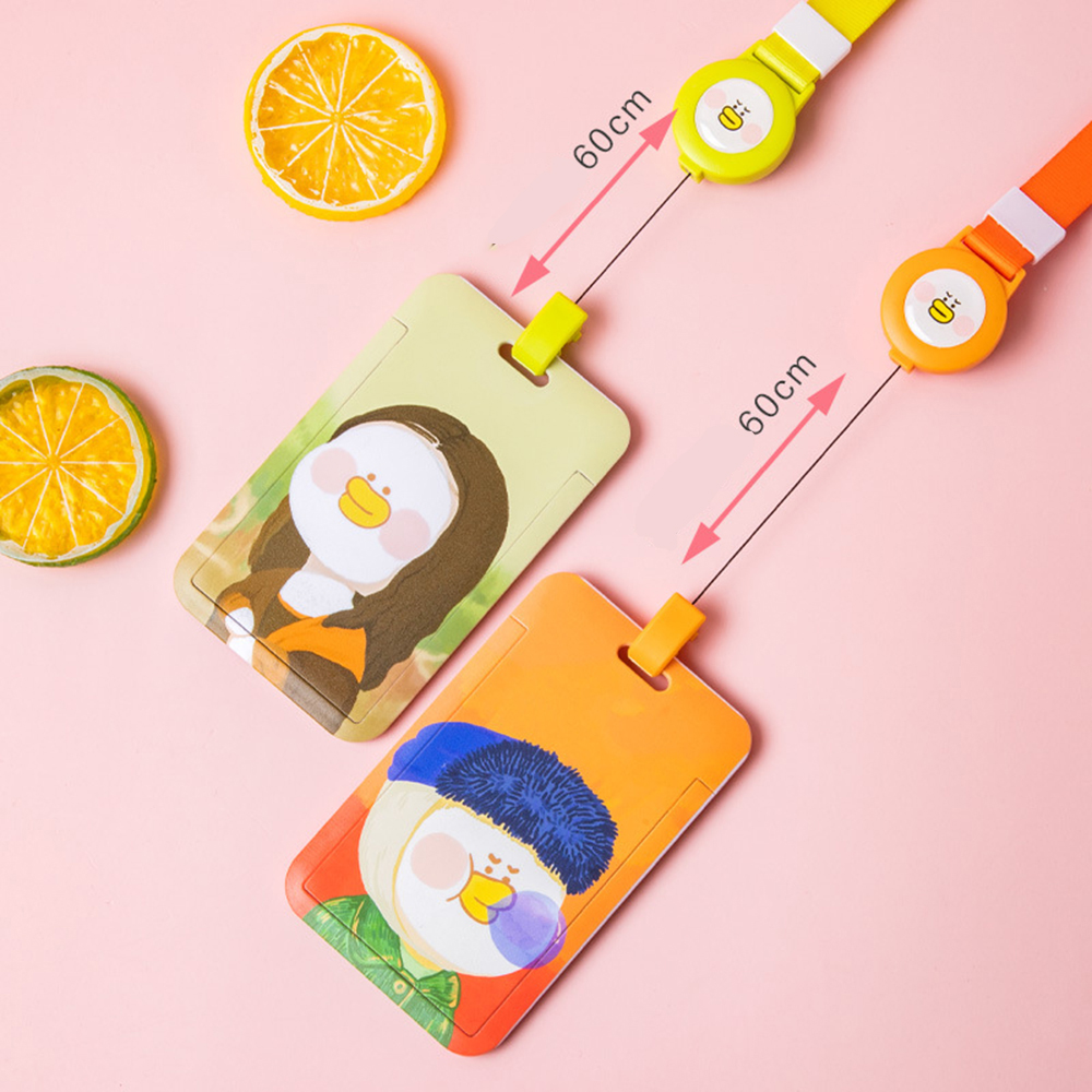 Bao đựng thẻ xe buýt/thẻ học sinh kèm dây đeo họa tiết tranh sơn dầu hoạt hình dễ thương