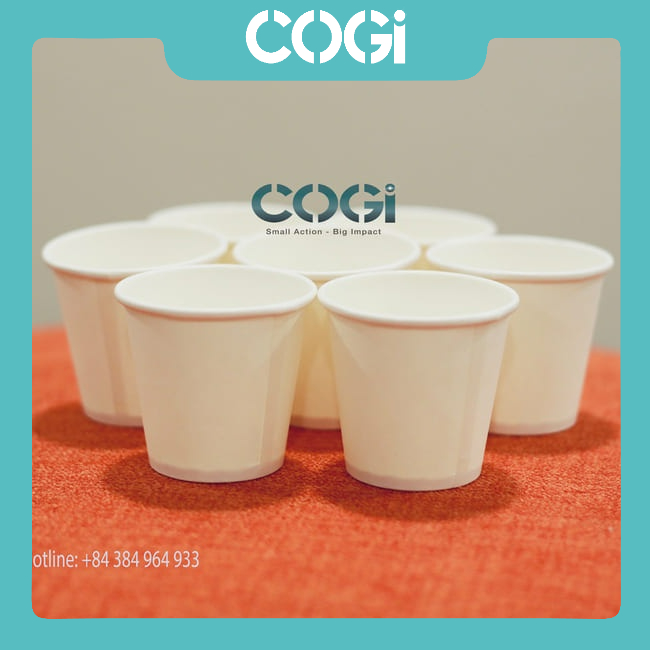 50 ly giấy nhỏ cốc giấy sampling 3oz ~ 80ml cogi đựng mẫu thử, gia vị, sốt - kèm nắp băng