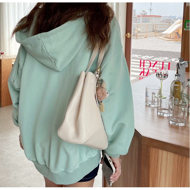 Túi tote da đeo vai da trơn cúc bấm 2 bên vừa A4 cực xinh