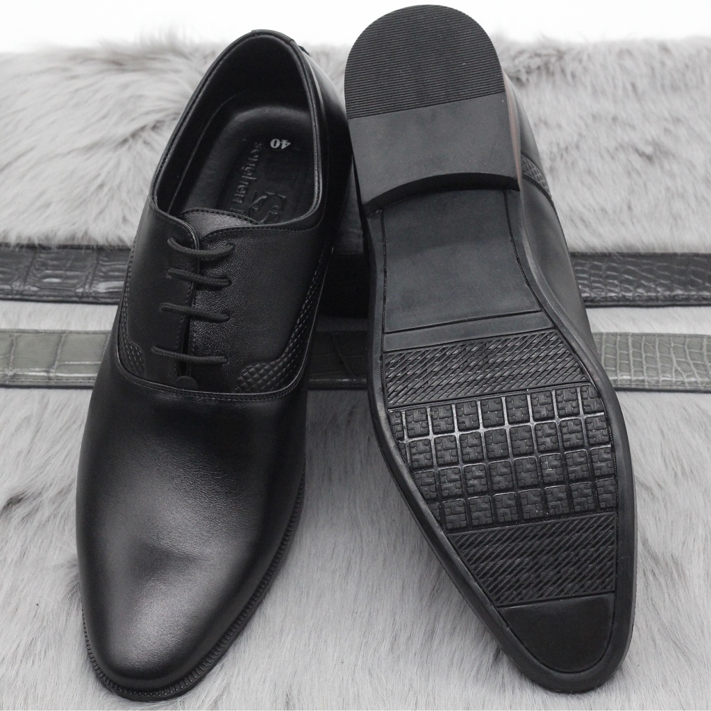 Giày Tây Công Sở Da Bò Nhập Khẩu Cao Cấp, Giày Nam Da Thật Buộc Dây Đế Đúc Cao Su Hợp Thời Trang Trẻ Trung BH12 Tháng