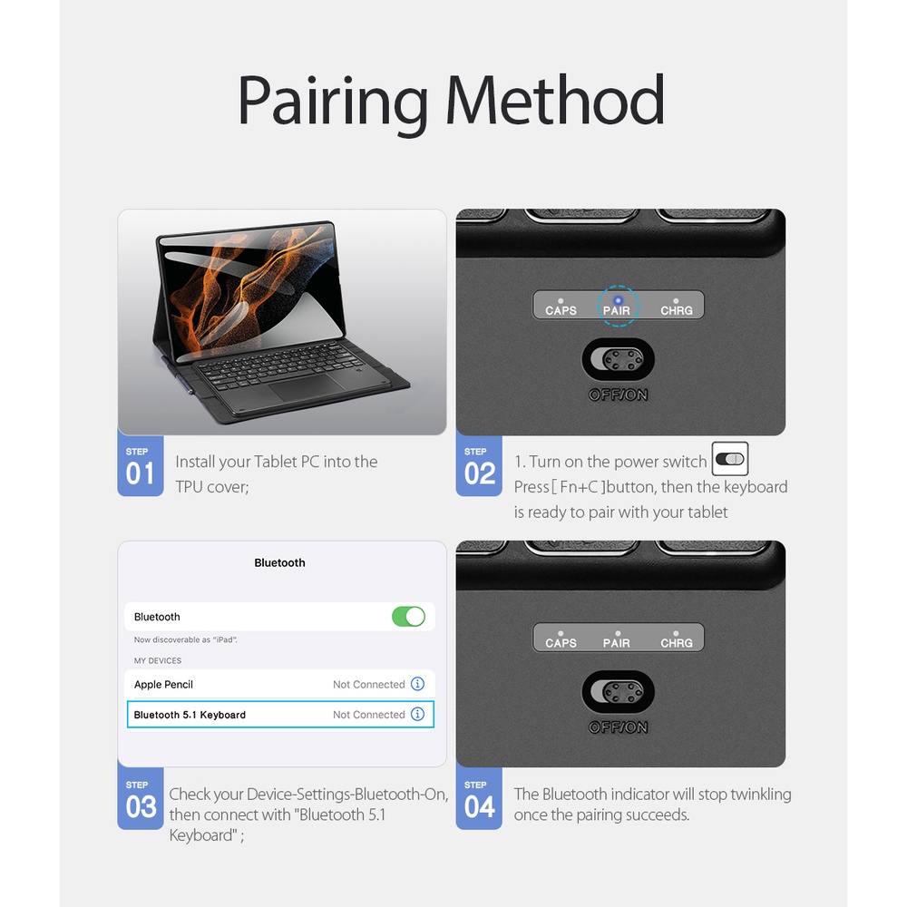 Bao Da Samsung Tab S7 FE, S7/ S7 Plus, S8/S8 Plus, S6 Lite,S6 Lite 2022 Kèm Bàn Phím Có Di Chuột TouchPad Hãng Dux Ducis