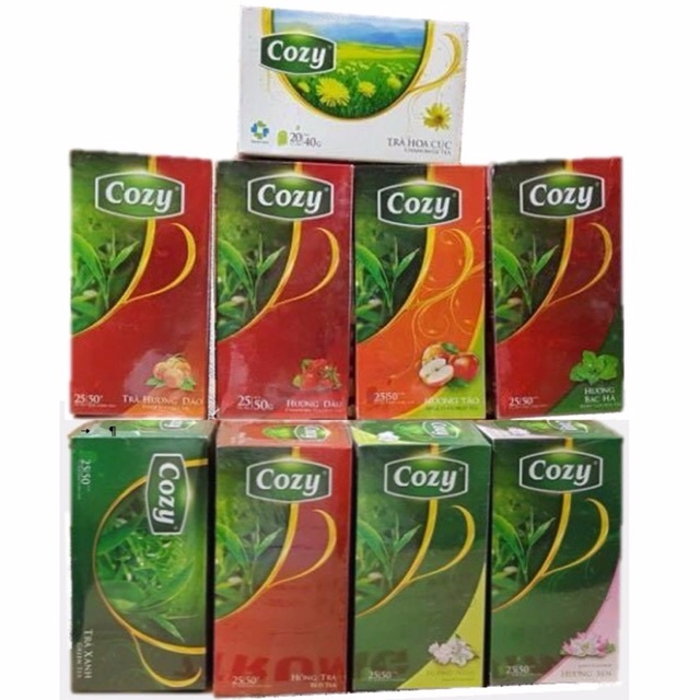 [Mã GROXUAN1 giảm 8% đơn 150K] Trà Cozy túi lọc 50Gram hương Đào - Vải - Táo - Dâu - Bạc Hà - Hồng Trà - Nhài - Sen