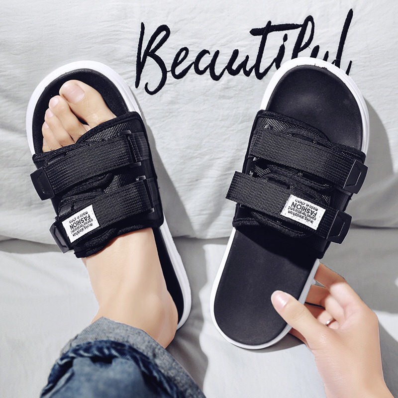 Dép quai ngang nam nữ unisex 2 quai dán Fashion phong cách Hàn Quốc