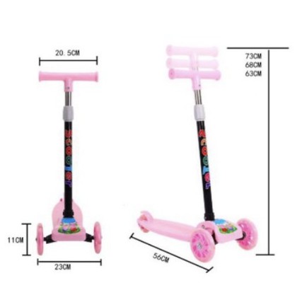 Xe Trượt Scooter cho bé xe scooter trẻ em 3 bánh gấp gọn có đèn phát sáng bền chắc