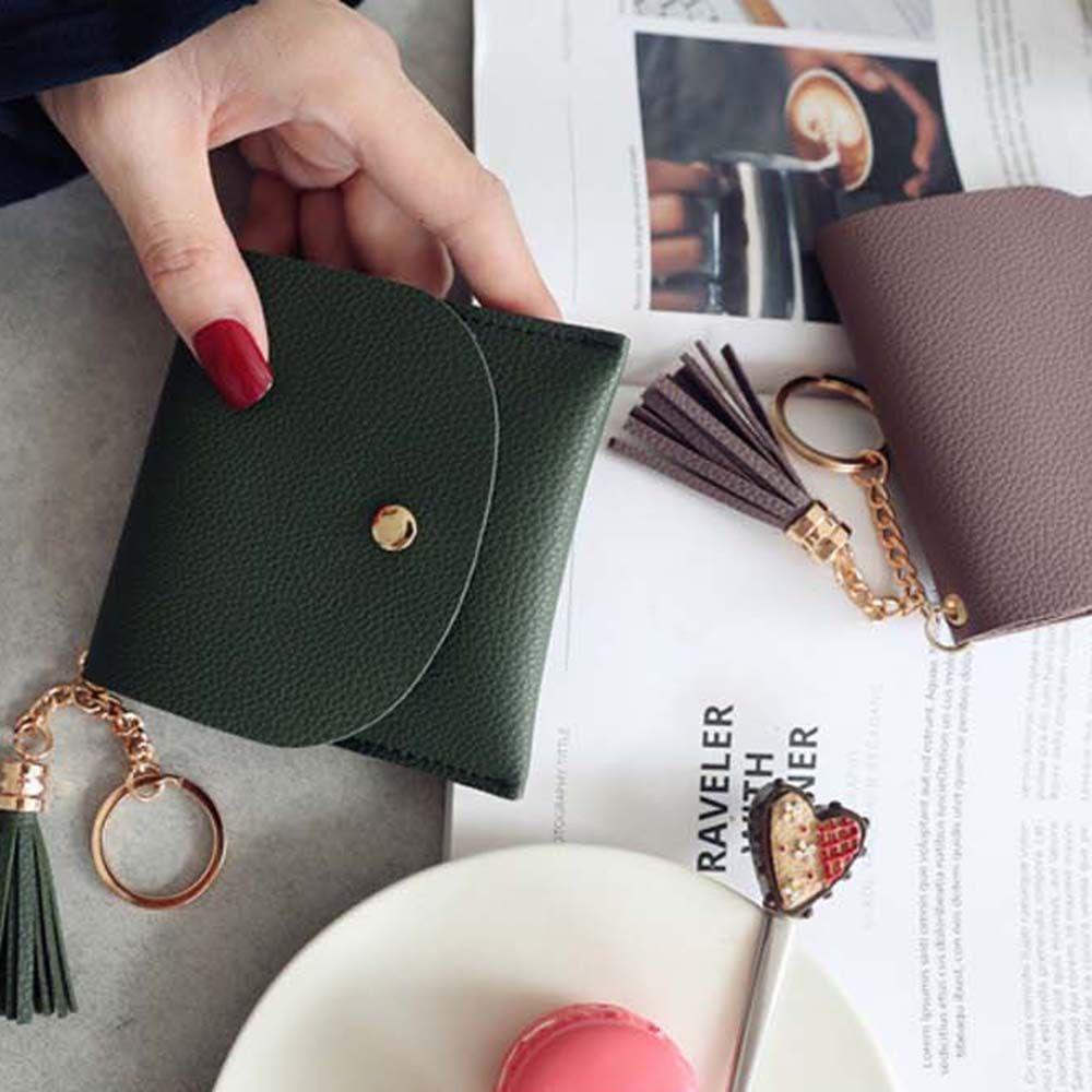 Ví Ngắn Đính Tua Rua Có Khóa Cài Thời Trang Cho Nữ Giá Đỡ