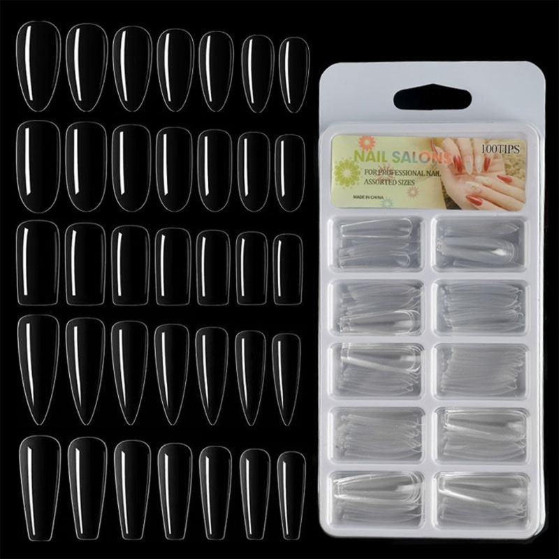 Set 100 Móng Tay Giả Vuông / Múa Ba Lê / Cao Gót / Hạnh Nhân / Oval