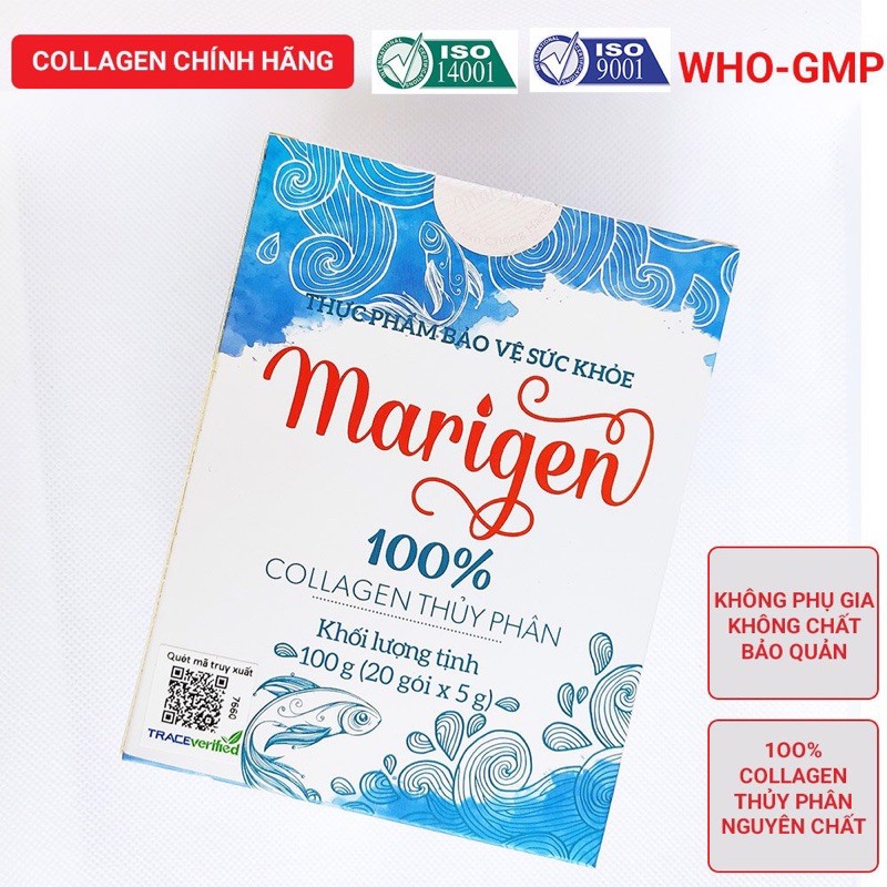 Marigen Collagen Thủy Phân Nguyên Chất Dạng Bột Làm Đẹp Da  - Hộp 100g Mới