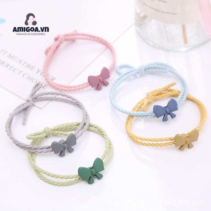 Dây Thun Cột Tóc Bằng Cao Su Bọc Vải Phối Da Kiểu Hoạt Hình Dành Cho Bé Gái
