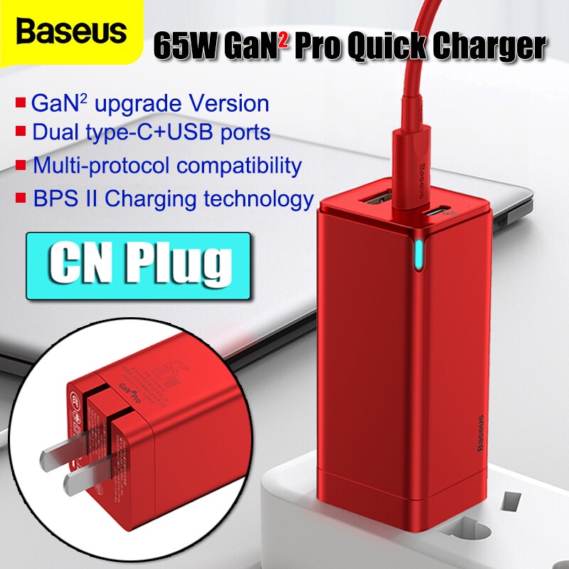 Củ sạc nhanh Baseus GaN3 GaN2 Pro 65W USB QC 4.0 3.0 AFC SCP USB PD cho Smartphone/ Tablet/ Ipad/ Macbook/ Laptop