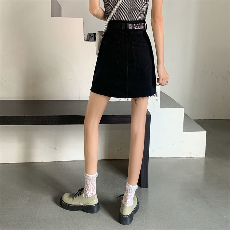 Chân váy jean chữ A lưng cao phong cách Hàn Quốc thời trang | BigBuy360 - bigbuy360.vn