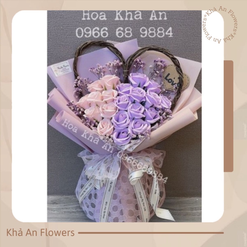 Bó hoa sáp mix tim Salic vĩnh cửu phối babi khô cao cấp