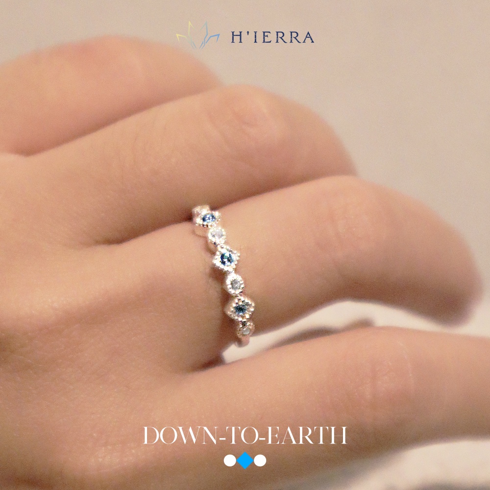 Nhẫn Bạc Nữ H'ierra Air Ring Twins đai hai loại đá cao cấp | BST Down-To-Earth
