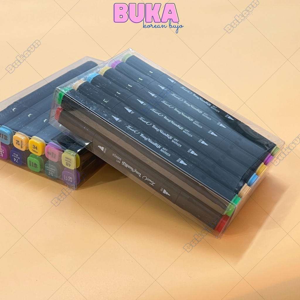 Bút dạ Marker Touch nhiều màu cao cấp Decorme kèm túi vải họa cụ vẽ tranh cao cấp 12 màu