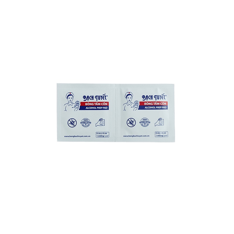 Bông tẩm cồn Bạch Tuyết Alcol / Alcohol Pad - Gạc sát trùng da, vệ sinh y tế, làm móng, lau màn hình điện thoại