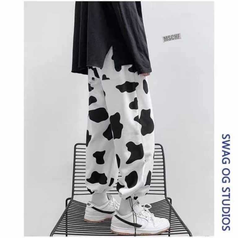 ❤️ GIÁ SỈ TẬN GÓC ❤️ SÉT BỘ BÒ SỮA QUẦN NỈ JOGGER DÂY RÚT + ÁO THUN FORM DƯỚI 70KG HỌA TIẾT TRẮNG ĐEN DÀI ĐẸP MỚI