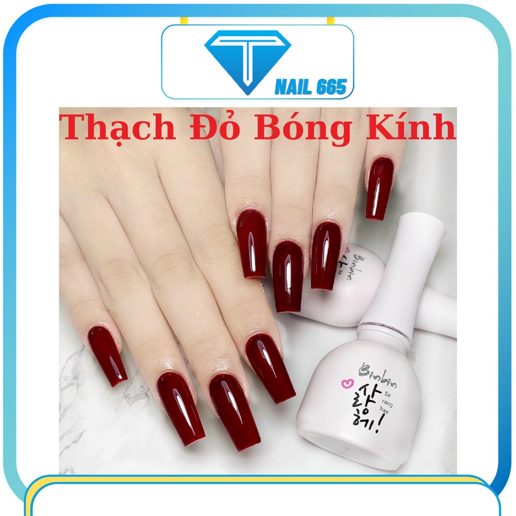 Sơn móng tay thạch đỏ bóng kính , Sơn gel màu thạch đỏ cherry ( hàng cao cấp)