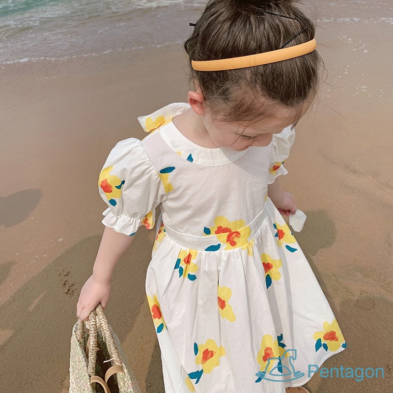 Đầm Công Chúa Hở Lưng In Hoa Thời Trang Mùa Hè Cho Bé Gái