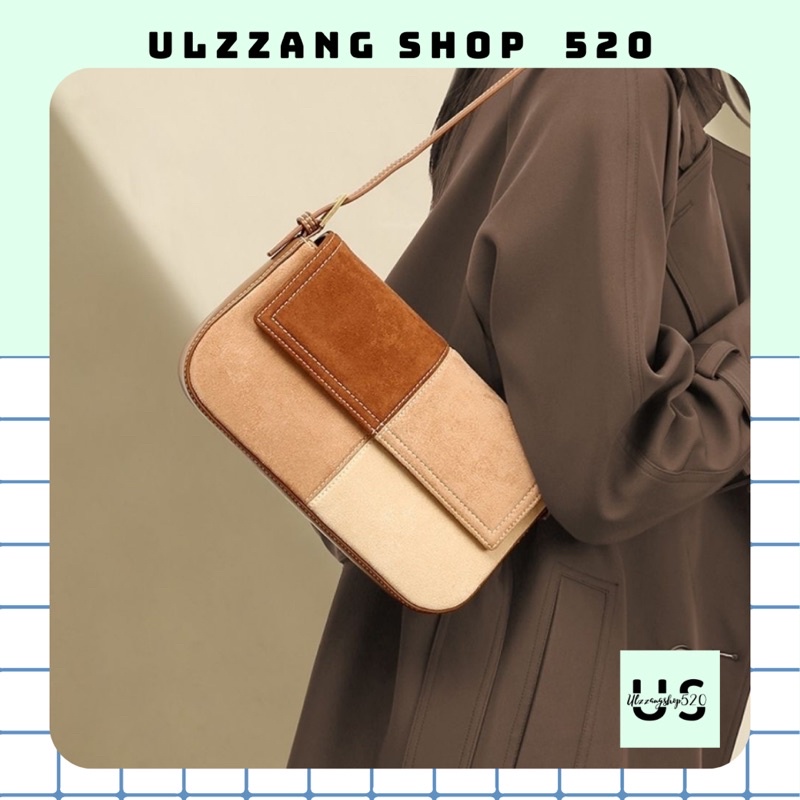 Túi xách nâu be 2 quai nắp gập thời trang cổ điển kiểu Hàn Quốc mới nhất hiện đại Ulzzangshop520
