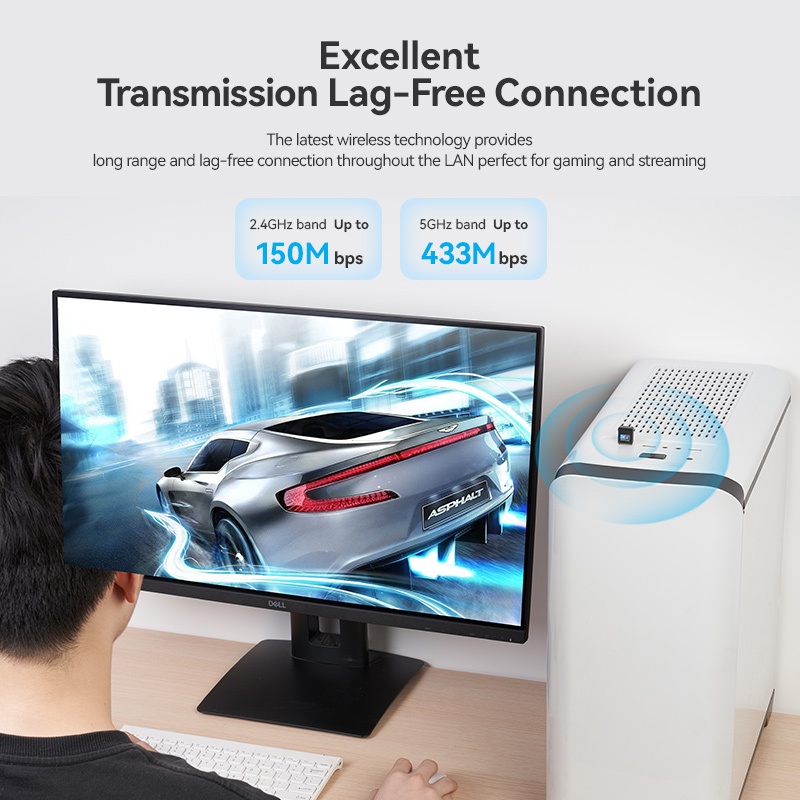 Thiết Bị Kết Nối Wifi Vention USB 2.0 2.4GHz 150Mbps Cho PC / Desktop / Laptop