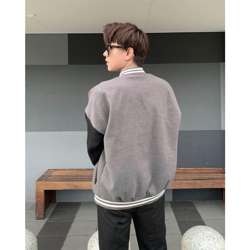 Áo Khoác Bomber Nỉ Dạ lót dù DJAY màu NÂU/XÁM  Nam nữ unisex/Bomber Jacket form rộng Ulzzang ❤️ Jaystoree2