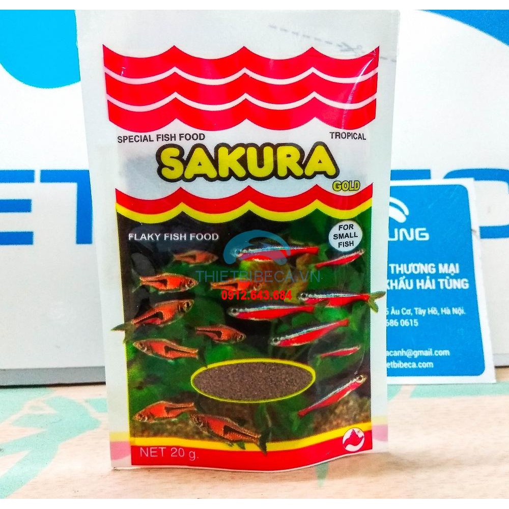 Combo 2 túi thức ăn cho cá chọi, cá betta, cá xiêm hãng Sakura 20gr