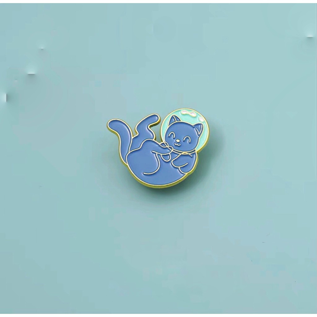 Huy hiệu balo, enamel pin cài áo Mèo vũ trụ chibi │ kim loại chống rỉ sét │ xem thêm ở phần MÔ TẢ SẢN PHẨM