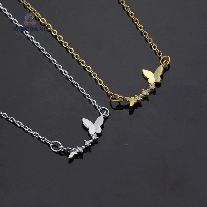 ✨✨Vòng cổ nữ phối mặt hình bướm đính đá pha lê phong cách Hàn Quốc