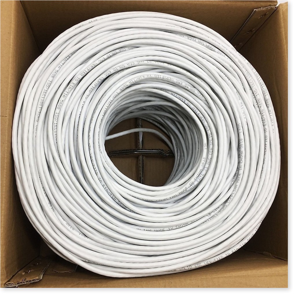 Cuộn Dây Mạng Cat 6e ADB-Link Màu Trắng (Tặng Kèm túi hạt mạng xuyên thấu 100 chiếc) - Hàng Nhập Khẩu