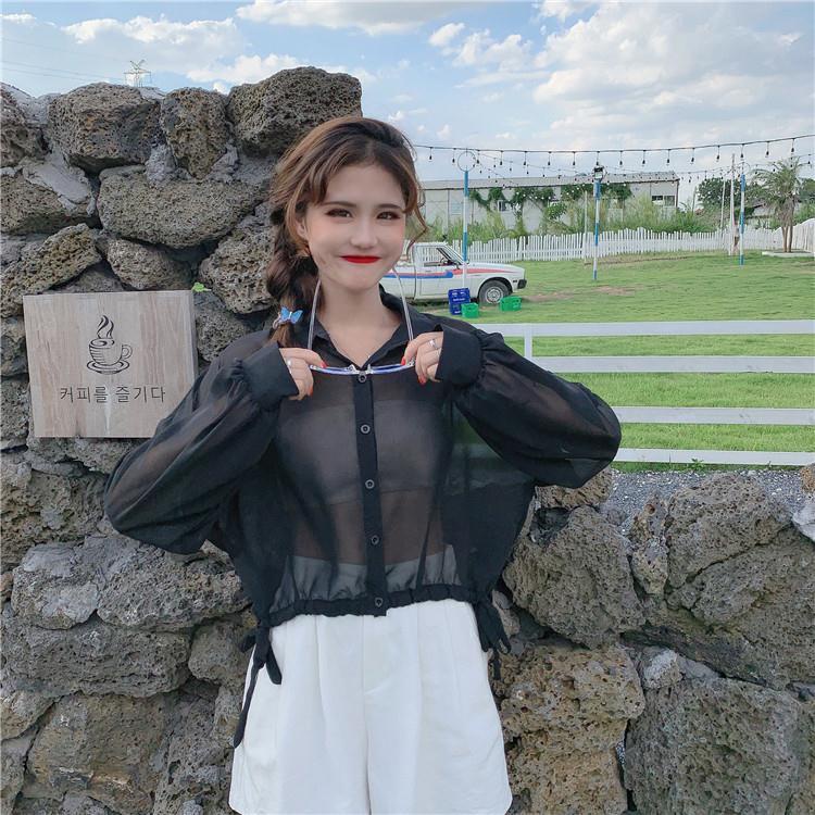 Áo Khoác Sơ Mi Voan Mỏng Tay Dài Dáng Rộng Chống Nắng Thời Trang Mùa Hè Cho Nữ