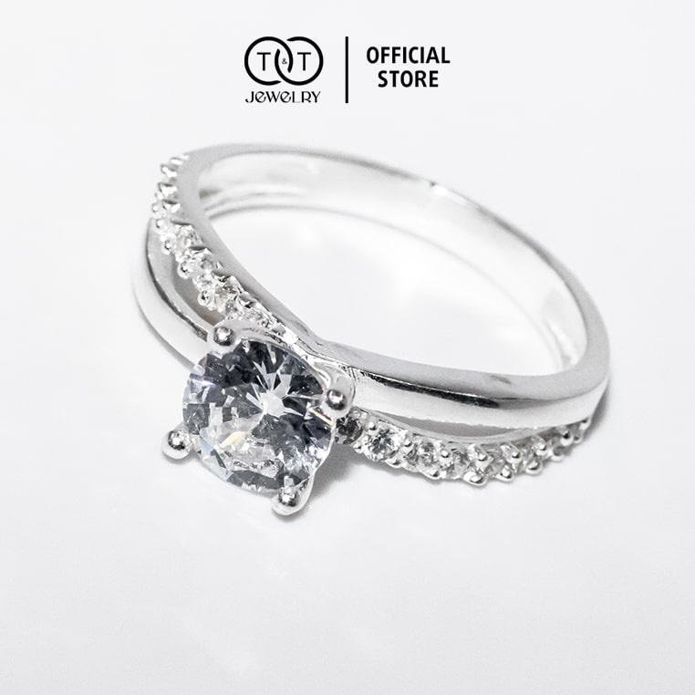 Nhẫn Bạc Nữ s925 Bạc Ý 4 Chấu Thanh Lịch - T&amp;T Jewelry cao cấp NN069