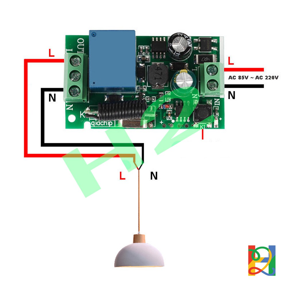 Bộ công tắc RF 10A, AC85V-250V điều khiển từ xa công suất 2200W, RF 433 MHz học lệnh 3 chế độ