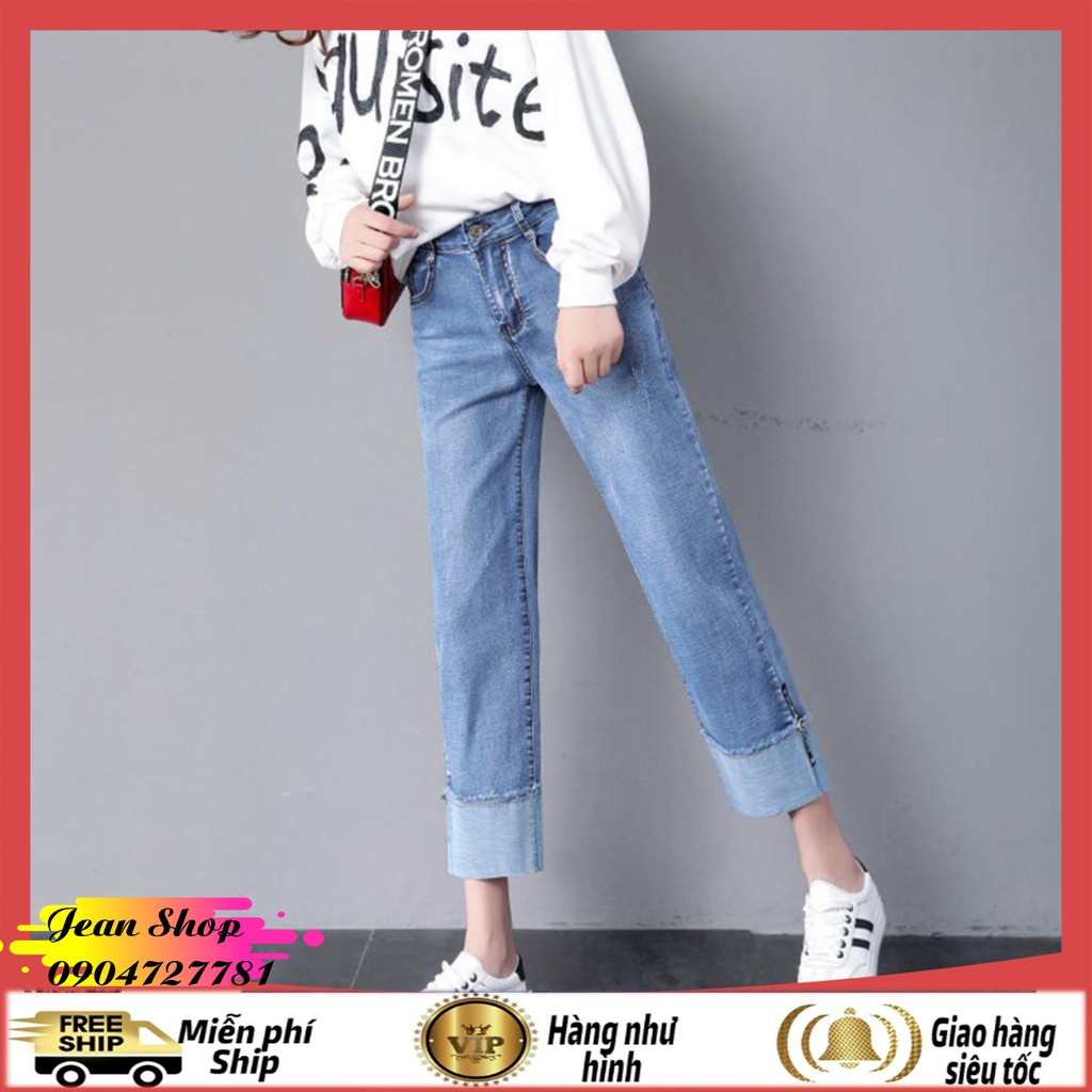 Quần bò nữ đẹp giá rẻ FREE SHIP Quần jean ống suông mẫu mới siêu hot - Quần jean nữ cạp cao hàng quảng châu mẫu mới