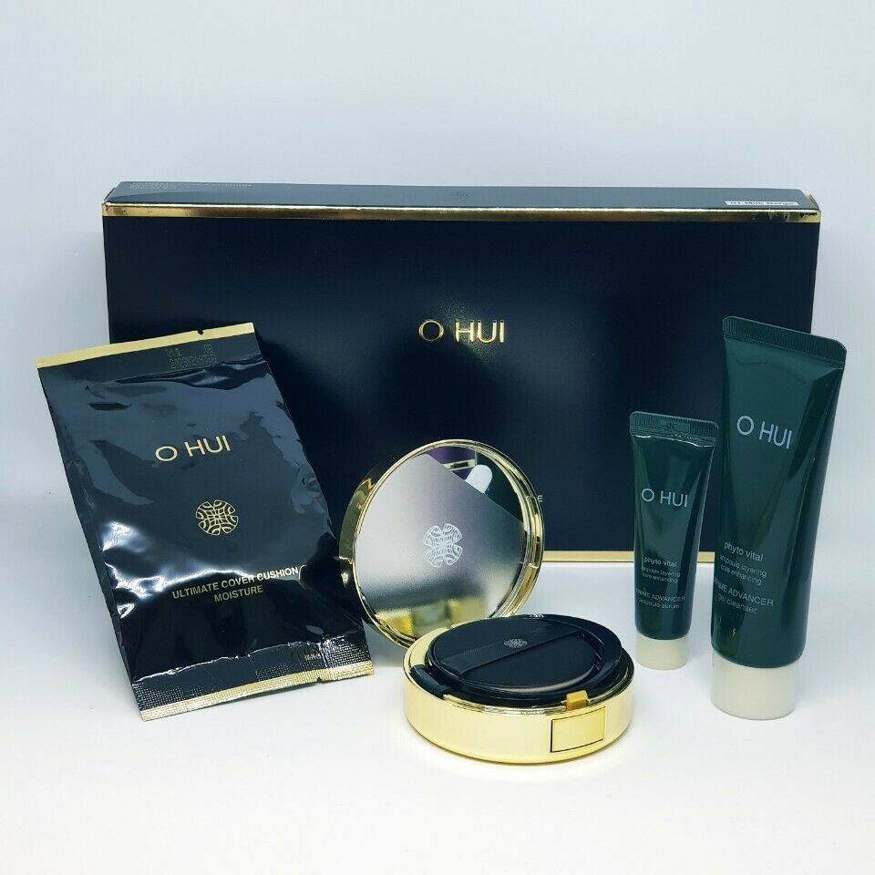 Set Phấn Nước Ohui 4 Món #HỘP ĐEN - OHui Ultimate Cover Cushion Moisture Special #1 Milk Beige