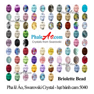 Swarovski crystal Hạt bánh cam pha lê Áo nhiều màu 5040 briolette bead 001AB: 4.6,8,12,18mm. Tặng dây xỏ