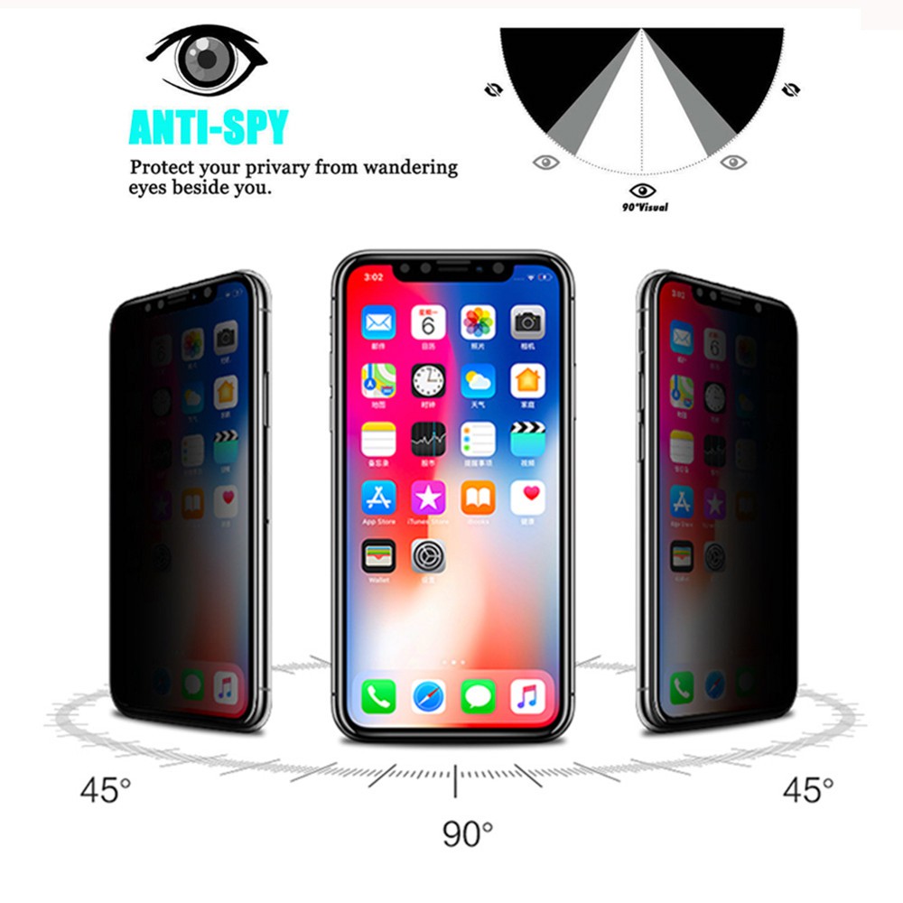 Kính cường lực 3D chống nhìn trộm cho IPhone 13 12 Mini 11 Pro XS Max XR X 7 8 6 6S Plus