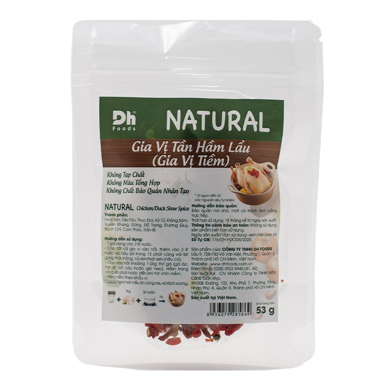 Gói NATURAL Gia Vị Tần Hầm Lẩu (Gia Vị Tiềm) - Thương hiệu DH Foods