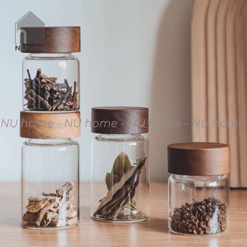 nuhome.vn | Hũ thuỷ tinh nắp gỗ - Gyro, lọ đựng gia vị, hạt, đồ khô được thiết kế đơn giản, đẹp mắt theo phong cách Nhật