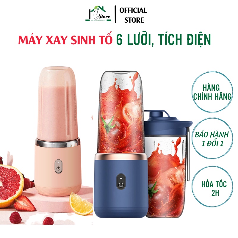 Máy xay sinh tố mini tích điện cầm tay cao cấp thế hệ mới Juice Cup, máy xay 6 lưỡi siêu khỏe bảo hành 1 đổi 1