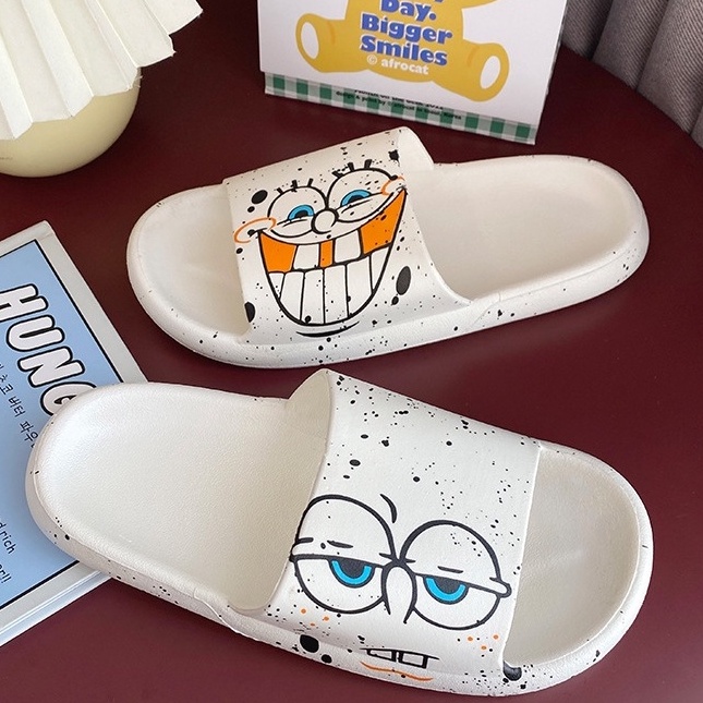 Dép bánh mì đế cao họa tiết hình bọt biển siêu cute - Chất liệu cao su trống trơn siêu rẻ đi êm chân LBA22