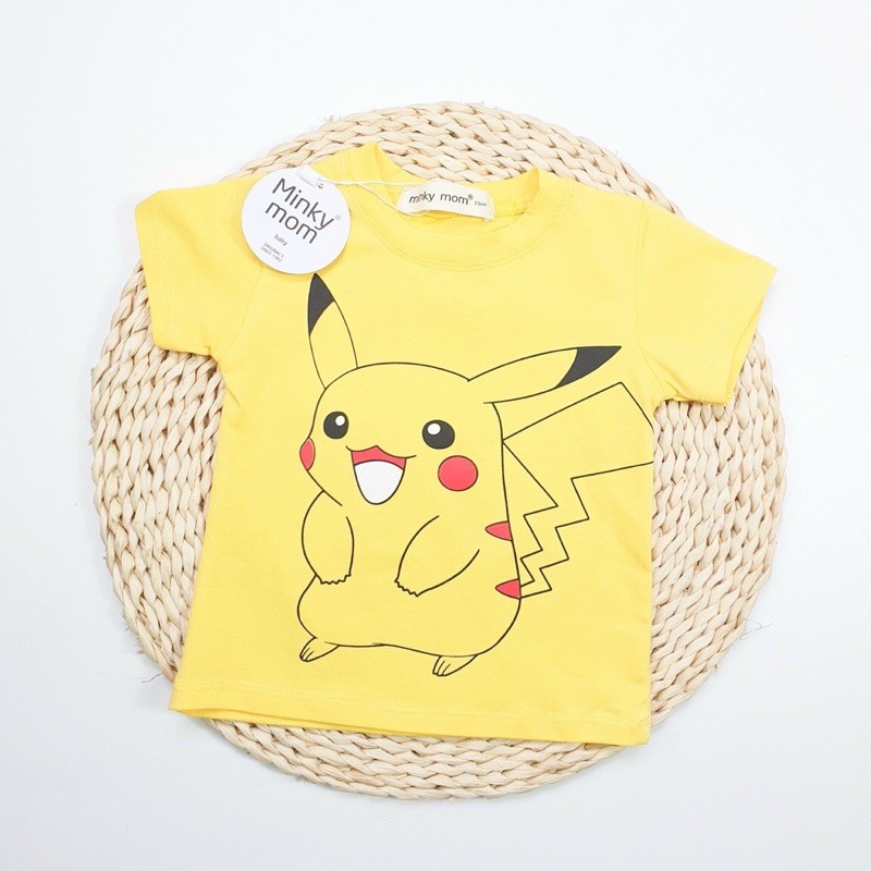 Minky Mom Hè 2021 Áo thun Lạnh bé Trai họa tiết hoạt hình Pikachu dễ thương