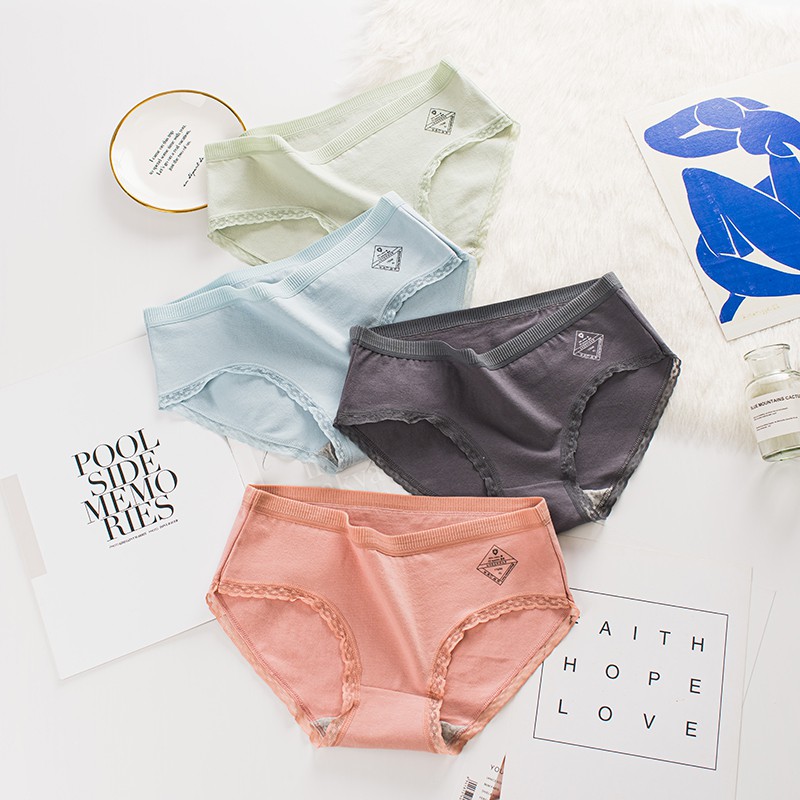 Quần lót nữ cotton cạp sọc kháng khuẩn thun lạnh dễ thương sexxy gợi cảm (8 màu) | BigBuy360 - bigbuy360.vn