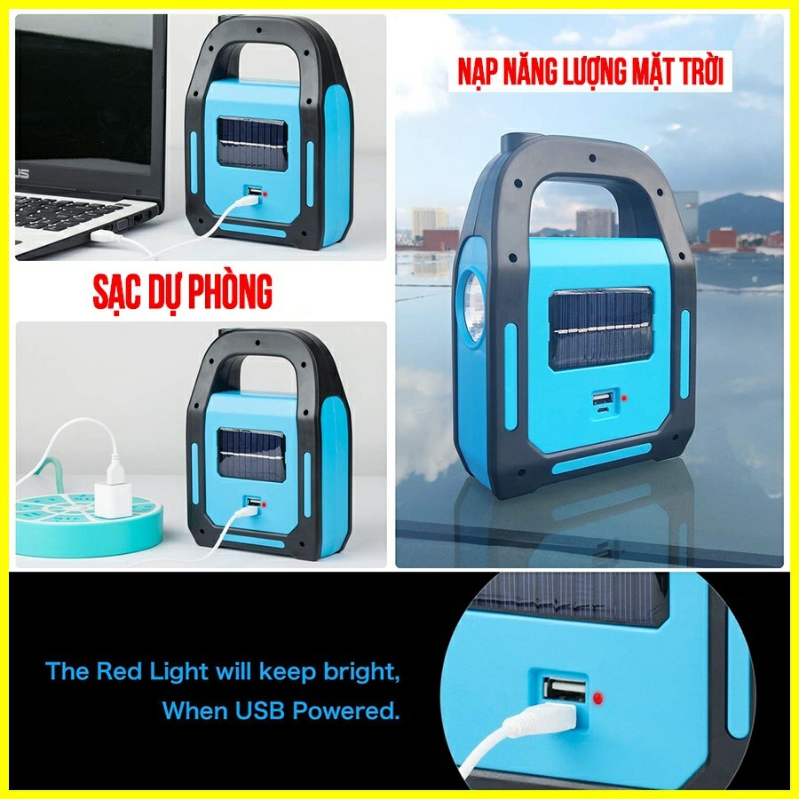 Đèn Led Năng Lượng Mặt Trời Siêu Sáng Cổng USB Sạc Điện Thoai Chống Nước Tiết Kiệm Điện ĐÈN Pin Du Lich Dã Ngoại Đa Năng