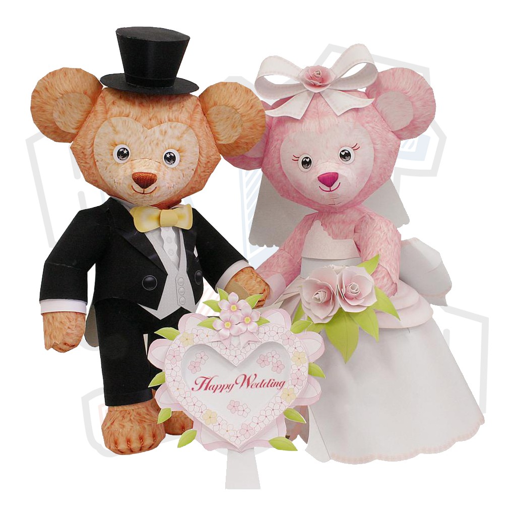 Mô hình giấy Lễ hội cưới búp bê chibi cute Wedding Bear