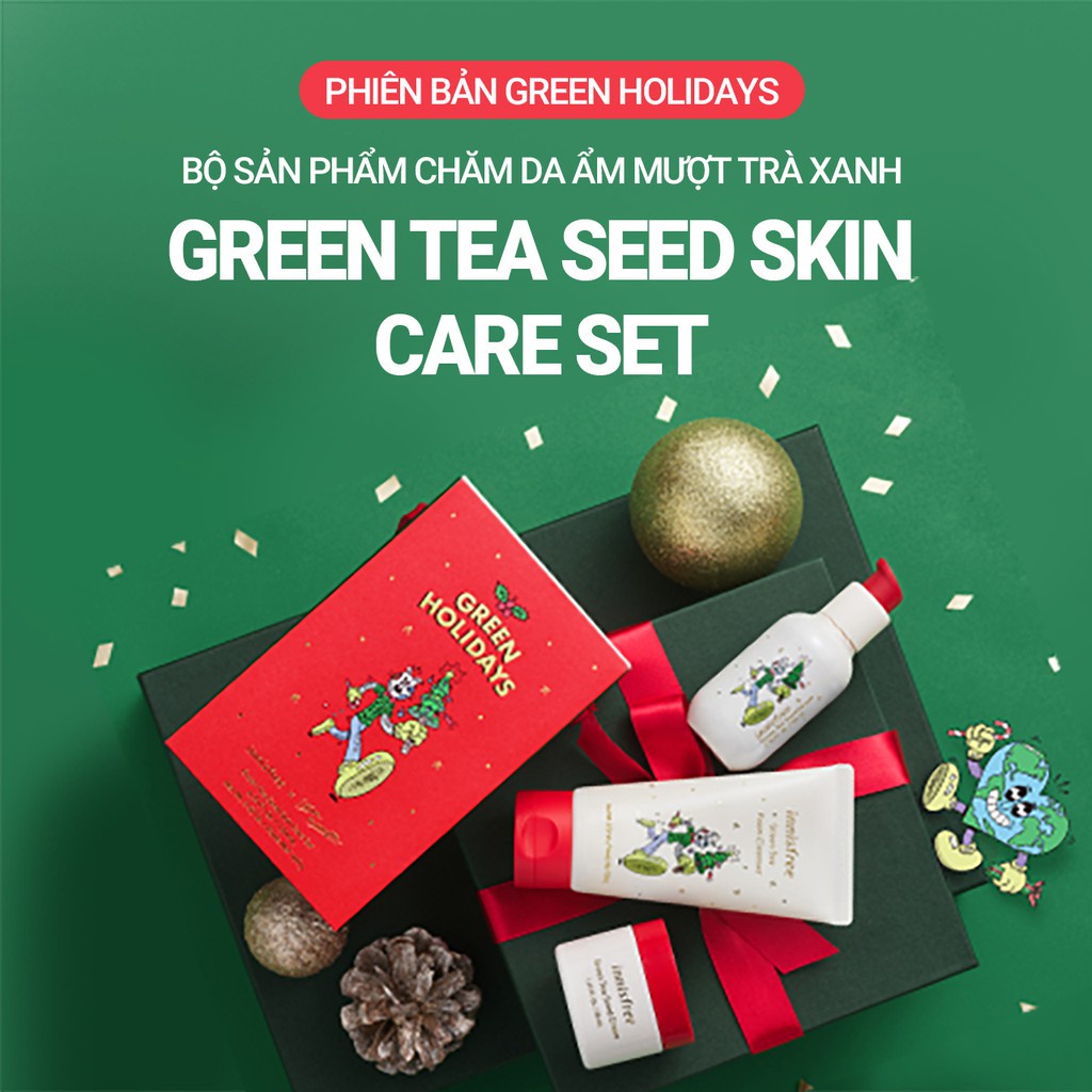 [Phiên bản Green Holidays] Bộ sản phẩm chăm da ẩm mượt trà xanh innisfree Green Tea Seed Skin Care Set