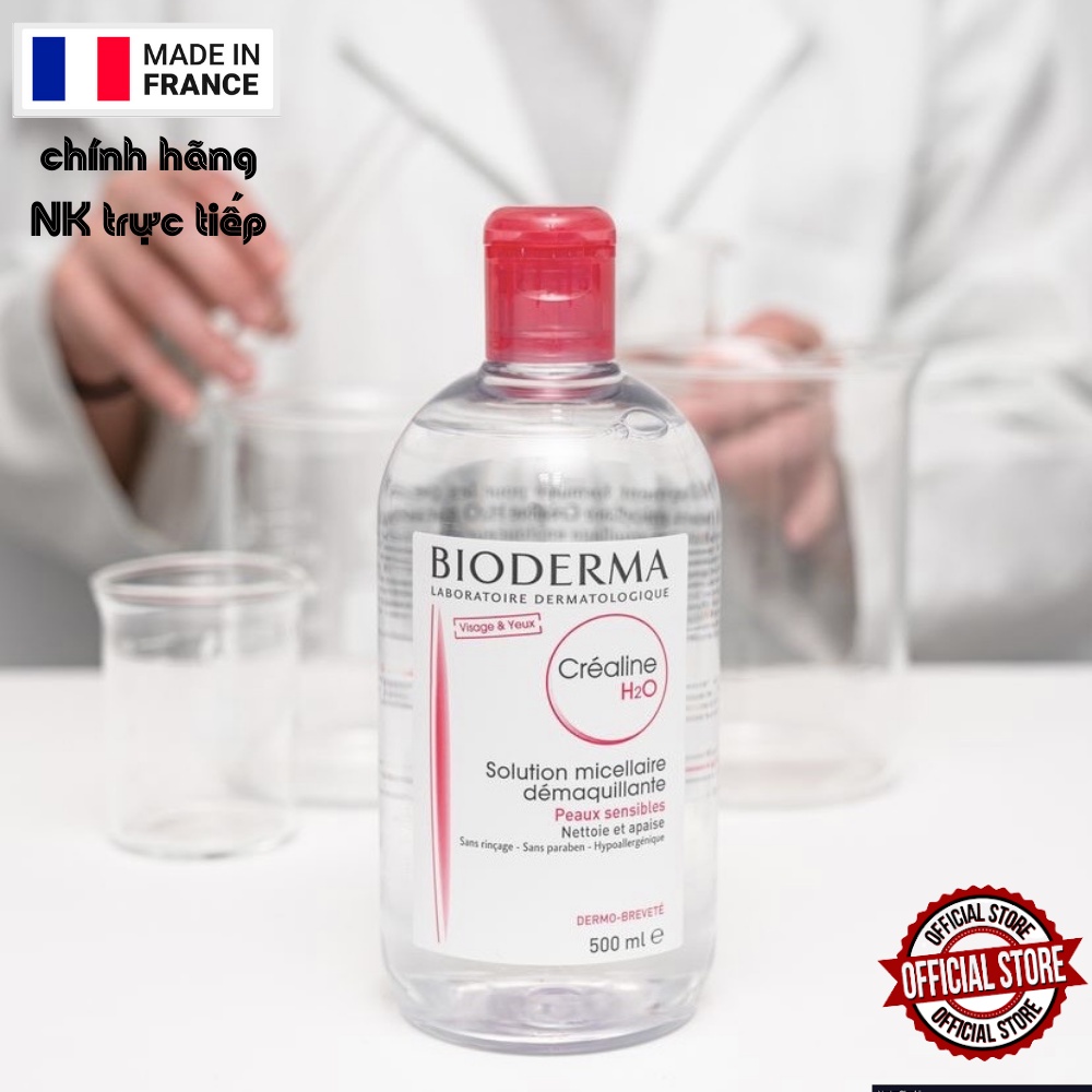 Nước tẩy trang Bioderma Crealine Sensibio hồng 500ml