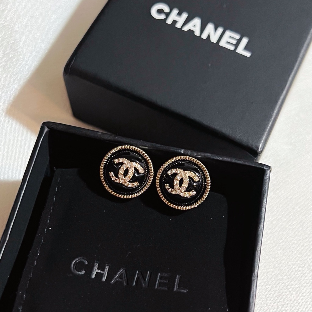 Bông Tai Mạ Bạc 925 Dáng Tròn Phối Hai Màu Đen Trắng Thời Trang 2022