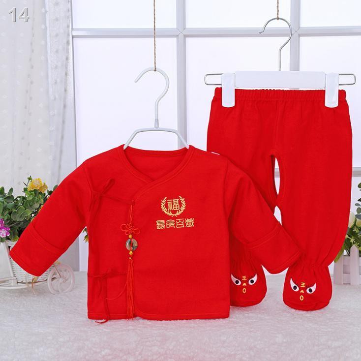 Bộ đồ trẻ sơ sinh thắt dây cho Áo mi một phần em cotton màu 0-3 tháng lót hở chân mẫu hè